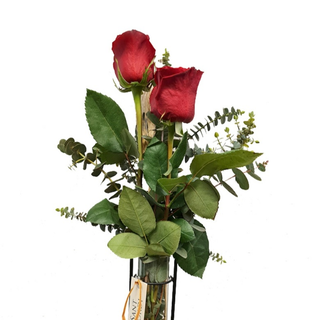 2 Rosas mas jarron cristal