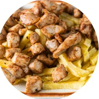 Raxo Mixto Cerdo-Pollo & Patatas al estilo belga