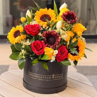 Box Of Sunflowers And Red