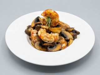 Salted prawns with mushrooms 