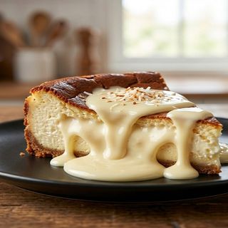 Tarta casera  de queso fundente con RAFFAELO