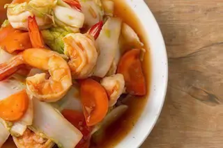 Gambas Salteadas Con Salsa Picante