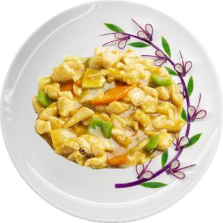 Pollo con salsa curry