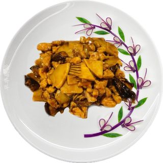 Pollo con setas china y bambú