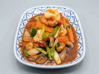 Phad Prik Phoa Con Langostinos