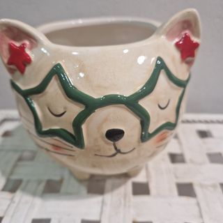 Maceta  con carita gato 