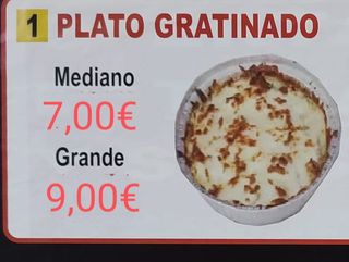 Plato gratinado mediano