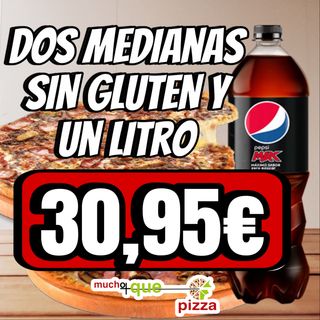 Doble En Pizzas medianas SIN GLUTEN y un litro
