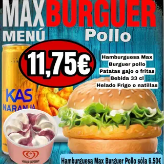 Menú MAX BURGUER de pollo
