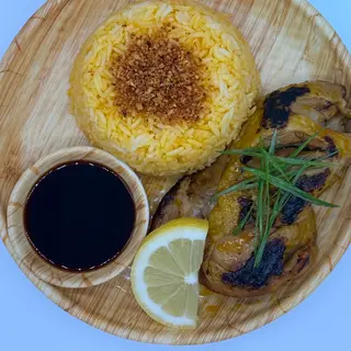 Rice on bowl chicken inasal