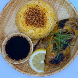 Rice on bowl chicken inasal