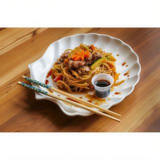 Tallarines Chow Mein Con Ternera En Salsa De Soja
