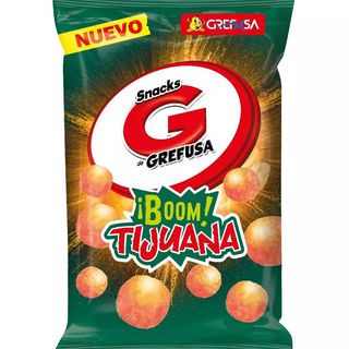 Snacks G Boom Tijuana Grefusa · Bolas de Maíz Sabor Barbacoa 85 grs.