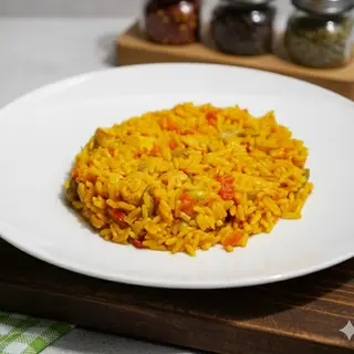 Arroz con pollo y verduras