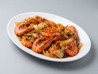 Langostinos Con Jengibre Y Puerros