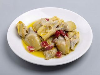 Alcachofas salteadas con ajo y jamón para 1-2 personas (600gr aprox.)