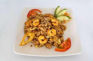 D2D Arroz con gambas, verduras y huevo
