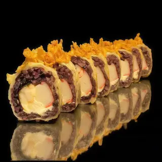 55C. Dragón Roll Roll Frito De Langostino Acompaña Arroz Negro(8 pzs.)