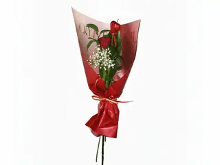 Una rosa roja decorada