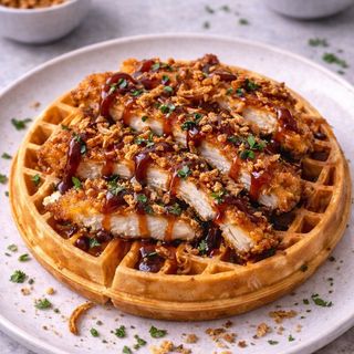 GOFRE DE POLLO CRUJIENTE XL CON CEBOLLA CRUJIENTE Y SALSA BBQ