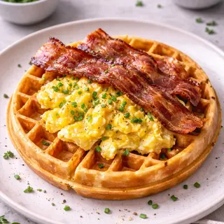 Gofre Bacon y Huevo Revuelto