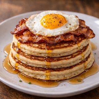 Tortitas De Bacon Y Huevo Frito