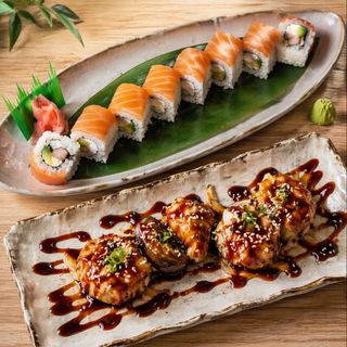 Sombrero Salmón Philadelphia Roll, 8 Piezas + Yakitori Pollo