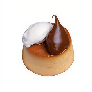 Flan con dulce de leche y crema