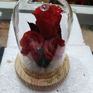 Cúpula de tres rosas rojas