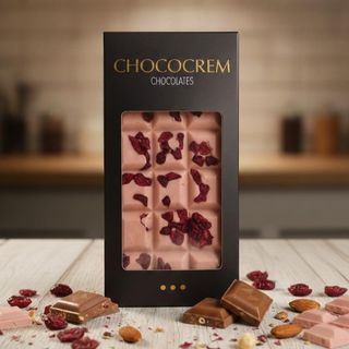 Tableta de Chocolate Blanco, Frambuesa y Yogur