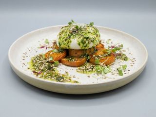Boniatos asados con burrata