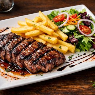 ENTRAÑA CON PATATAS Y ENSALADA