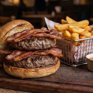 Doble Burger Bacon Con Patatas