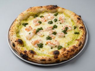 Pizza calabacin y gambas