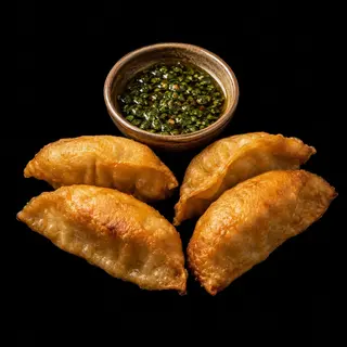 GYOZAS ESTILO ASADOR CON CHIMICHURRI (4unds)