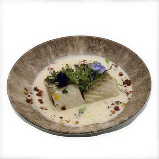 Lomo De Bacalao Con salsa de setas y Jamón De Teruel