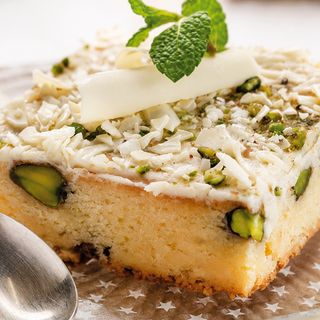 brownie blanco y pistacho
