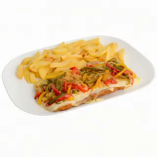 Milanesa De Ternera Tricolor Con Patatas Fritas