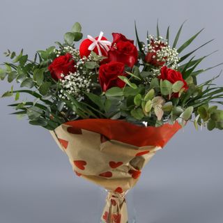 Ramo San Valentín 6 Rosas Rojas