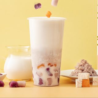 Té con leche y puré de taro, mochi(700 Ml.)