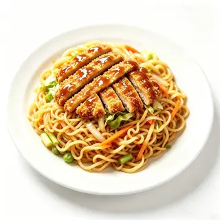 Tallarines Con Pollo Rebozado Teriyaki