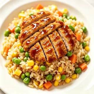 Arroz Frito Con Pollo Rebozado Teriyaki