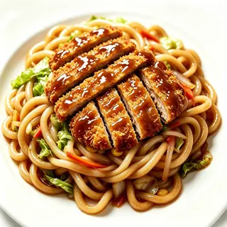 Udon Frito Con Pollo Rebozado Teriyaki