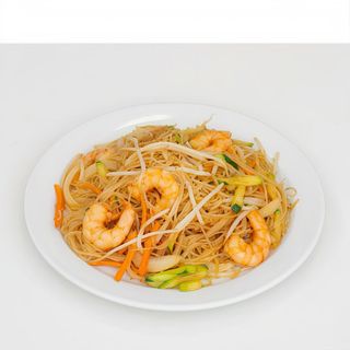 Fideos De Arroz Frito Con Gambas