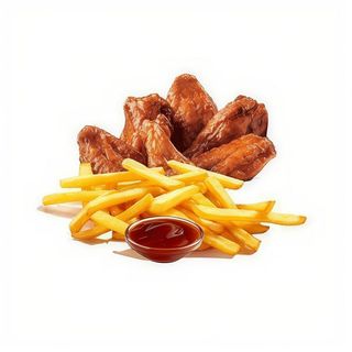 Oferta para peque Alitas 6unidades 1 de patata 1 pan 1 bebida