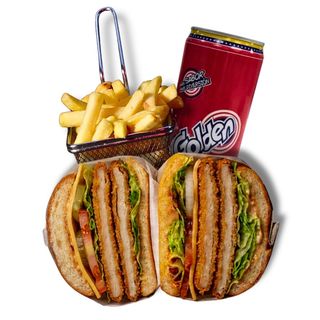 Combo hamburguesa doble pollo con patatas y 1 Kolita