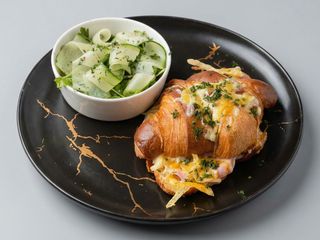 Baked Croissant with Ham & Cheese