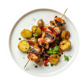 Brochetas De Pollo Con Patatas