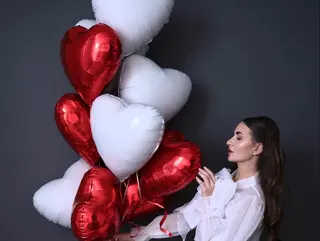 9 globos forma de corazón
