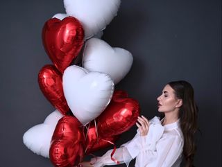 9 globos forma de corazón